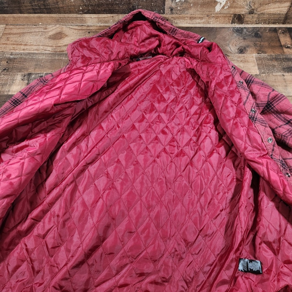 Vintage FMF Racing Jacket Mens XL Red Flannel Plaid Y2K Moto Hooded Coat Quilted - Picture 3 of 16